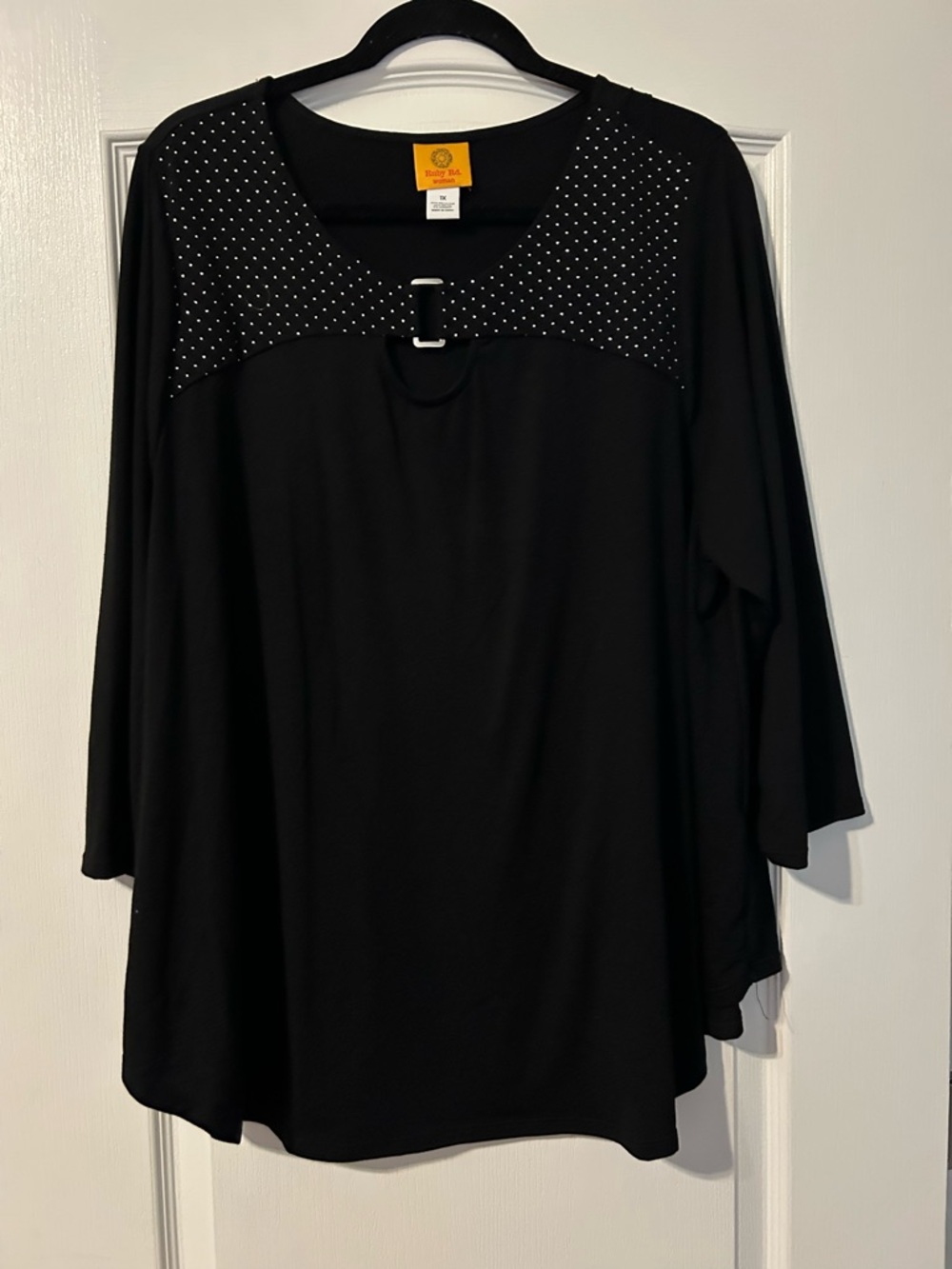 Ruby Rd.  Black Tunic with Studded Yoke and Buckle Accent
